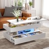 TIRAMISUBEST Lift-Top Coffee Table with 2 Drawers, Modern Center Table with Adequate Hidden Compartment, Multi-Functional Cocktail Table w/ LED Lights - 3 of 4