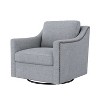 CAVINAS Cotton Linen Swivel Accent Chair with Brass Nail Decorative Arm,Upholstered Swivel Living Room Chair,Reading Chairs for Living Room,Grey - 2 of 4