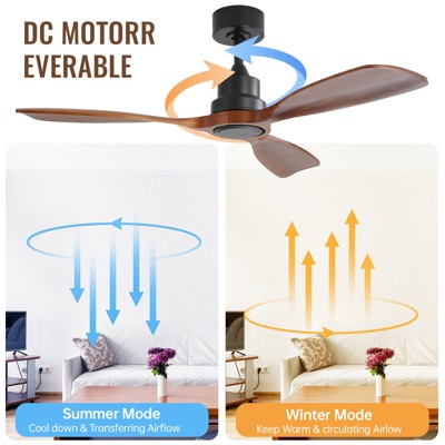 Sofucor Wood 48 Inch Ceiling Fans No Light 3 Blades Reversible DC Motor Modern Ceiling Fans With Remote for Bedroom Patios Farmhouse