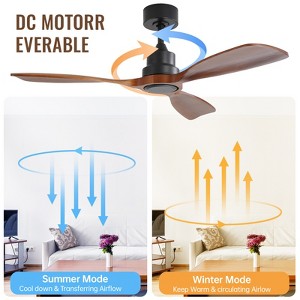 Sofucor Wood 48 Inch Ceiling Fans No Light 3 Blades Reversible DC Motor Modern Ceiling Fans With Remote for Bedroom Patios Farmhouse - 1 of 4