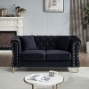 NicBex Velvet Sofa,2-Seater/3-Seater Tufted Couch with Metal Foot and Nailhead for Living Room,Bedroom,Apartment,Black - 2 of 4