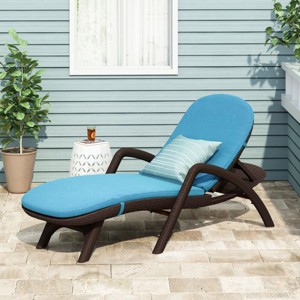 Outdoor Chaise Lounge with Cushion, Modern Curved Backrest Recliner for Patio, Poolside or Garden Relaxation and Sunbathing-Maison Boucle - 1 of 4
