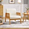Yaheetech Fabric Upholstered Accent Chair with Rattan Armrest and Wood Legs - 2 of 4