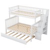 NicBex Twin over Full Bunk Bed Draggable Design Pine Frame Bed Frame with Storage Stairs, Rollers and Guardrails, No Box Spring Required - 3 of 4