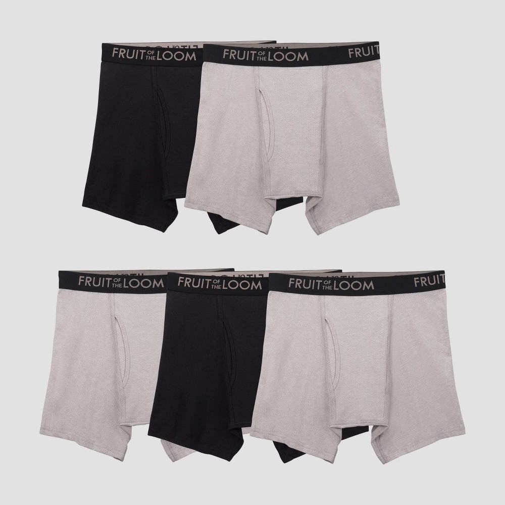 Fruit of the Loom Men's Breathable Boxer Briefs 4pk - Black/Gray M