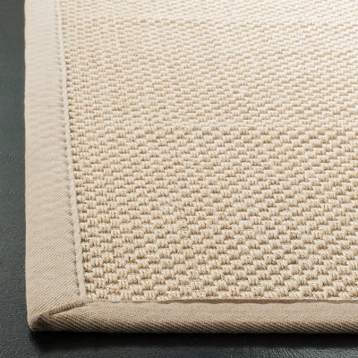 Ivory and Light Beige 4' Square Hand-Knotted Sisal Rug