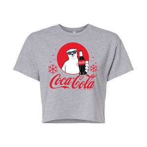 Women's - Coca-Cola - Polar Bear Circle With Snowflakes Cropped Graphic T-Shirt - 1 of 4