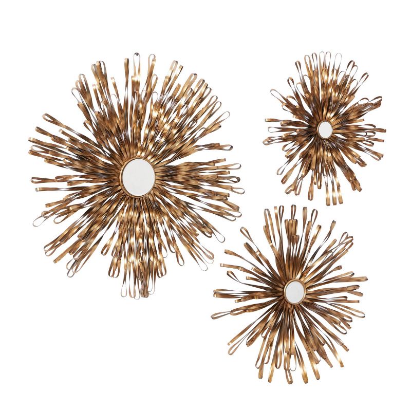 Set of 3 Metal Sunburst Wall Decors with Mirror Accent - Olivia & May, 6 of 7