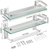Racxily 2 Tier Glass Bathroom Shelf, Wall Mounted Organizers Storage Shelf, Floating Glass Shelves with Towel Holder - 3 of 4