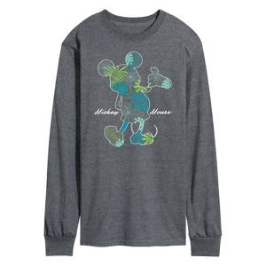 Men's - Disney - Mickey Mouse Tropical Silhouette Long Sleeve Graphic T-Shirt - 1 of 4