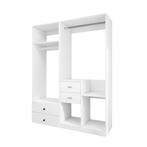 Keloyid 55.12 in. W White Tower System Modular 4 -Shelf Wood Closet System with 4 Drawers - 1 of 4