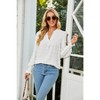 Women Casual Polka Dot Puff Smocked Long Sleeve Shirt Summer Fall V Neck  Top - 4 of 4