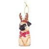 Kurt Adler Noble Gems Glass Ornament for Christmas Tree, Pug with Antlers - 3 of 3