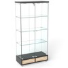 Okak 16/32in Modern Display Case, Glass Bookshelf with 4 Shelves and Drawer, Cube Storage Organizer for Living Room and Bedroom - 3 of 4