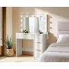 AMERLIFE Makeup Vanity Desk with Mirror & LED Lights, Drawers, Tempered Glass Top, Charging Station, Modern Bedroom Dressing Table - 2 of 4