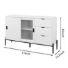 White Modern Storage Cabinet with Glass Sliding Door and 3 Drawers - Sideboard, Entryway Console, Kitchen Buffet for Corridors, Entrances and Study - 4 of 4