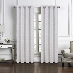 RT Designers Collection Connor Jacquard Premium & Stylish Grommet Panel 54" x 84" Silver - 1 of 3