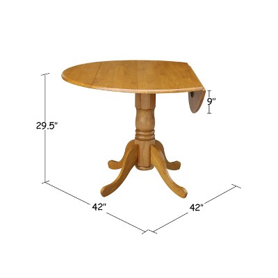 Contemporary 44.5" Round Oak Wood Extendable Dining Table