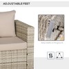 Outsunny 3 Piece Patio Furniture Set, PE Rattan Small Wicker Balcony Furniture, Table & Chairs with Cushions Composite Table for Apartment, Gray - 4 of 4