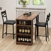 3 Piece Counter Height Dining Table Set with 3-Layer Shelves and 2 Upholstered Chairs, Space Saving Kitchen Table Set for Apartment Studio Pub, Black - 4 of 4