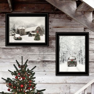YOOCOZZ Christmas Trendy Decoration Set, Xmas Wall Decor, "Antique Christmas" 2-Piece Vignette by Lori Deiter, Ready to Hang Framed Print, Black Frame - 1 of 4