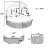 Round Two-Tone Rattan Weave Daybed Sunbed,Outdoor Patio Fabric Upholstered Sectional Sofa,Pool Chaise Lounge with Retractable Canopy-Coolbibila - 4 of 4
