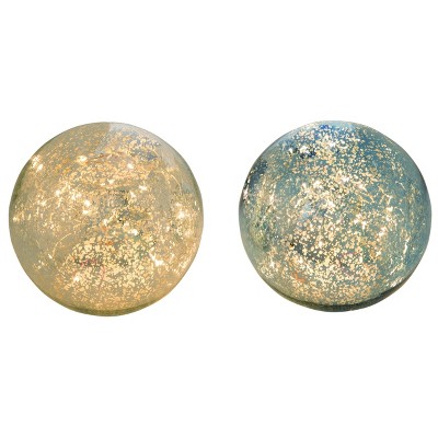 Transpac Glass 6 in. Multicolor Hanukkah Light Up Orb Decor Set of 2