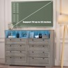 Coolmee Wood Dressers for Bedroom with 8 Drawers, Modern Wooden Dresser with Led Lights and Power Outlet, 55" Wide Drawer Dresser TV Stand - 4 of 4