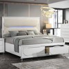 79.65" Eastern King Bed Tarian Bed White Boucle Pearl White Finish - Acme Furniture: LED Light Headboard, Storage Footboard, Acrylic Upholstery - 3 of 4
