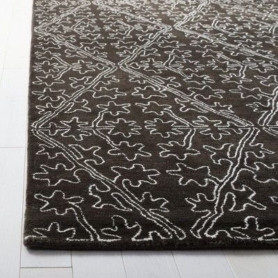 Handmade Coffee Brown Wool and Viscose Rectangular Area Rug