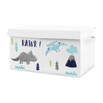 Image of Sweet Jojo Designs Boy Fabric Storage Toy Bin Mod Dinosaur Blue Green and Grey