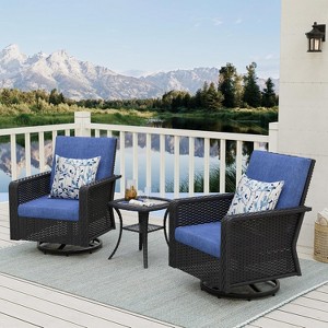 SUGOLD 3-Piece Outdoor Patio Furniture Set, PE Wicker 360?? Swivel Swing Chairs with Side Table, All-Weather Rattan Set - 1 of 1