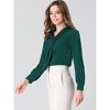 INSPIRE CHIC Women's Long Sleeve Pleated Tie Neck Office Blouses - 2 of 4