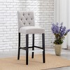 WestinTrends 29" Upholstered Linen Fabric Tufted Bar Stool Chair, Light Gray - 2 of 4