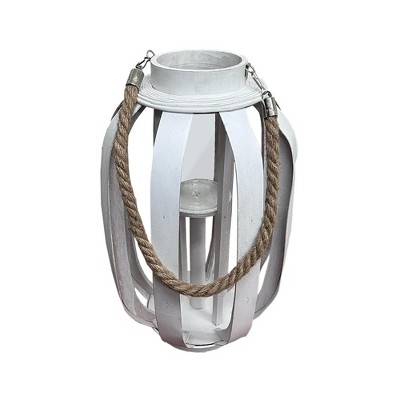 Essential Decor & Beyond Rattan Lantern With Rope White