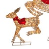 LuxenHome 3-Piece Champagne Gold PET Running Deer Family Outdoor Holiday Decoration with Lights Brown, Red - 3 of 4