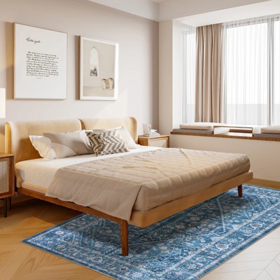 Garvee Vintage Rug Machine Washable Carpet with Non-Slip Backing Non-Shedding Stain Resistant Soft Low-Pile Floor Cover for Living Room Bedroom