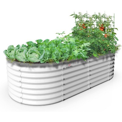 Chery Life 6 x 3 x 2 ft Galvanized Raised Garden Beds Outdoor, Oval Large Metal Planter for Planting Vegetables, Flowers