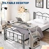 Overbed Table with Wheels, 47.24" Laptop Desk Cart, Adjustable Height & Length, 5-Setting Tilt Board, Cross-Bed Eating Desk for Hospital & Home Use - 4 of 4