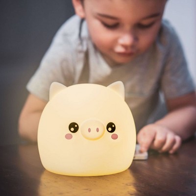 White Silicone Pig Night Light with Remote Control
