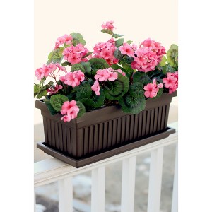 The HC Companies Akro Mils Farmhouse Venetian 24 Inch Rectangular Plastic Ridged Flower Box Plant Saucer Drip Tray, Chocolate - 1 of 4