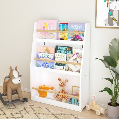 GlasFlength Decorative Bookshelf Creative and Unique Styling, Multifunctional Storage with Open Display Bookshelves, White,22.83”*7.08”*31.88"