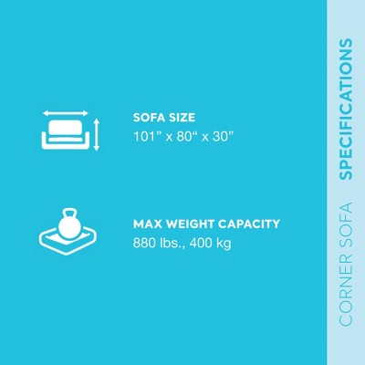 Beige Inflatable L-Shaped Sectional Sofa with Storage