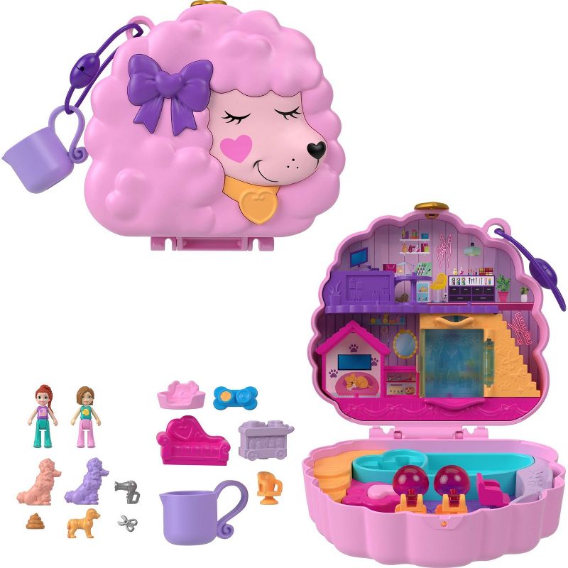 Polly Pocket Groom &#38; Glam Poodle Compact Playset, 1 of 8