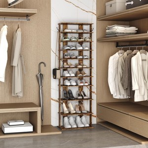 Tree City - Large 10-Tier 62'' Double Row Shoe Rack for Entryway & Mudroom ¨C Wooden Organizer Holds 20¨C24 Pairs - 1 of 4