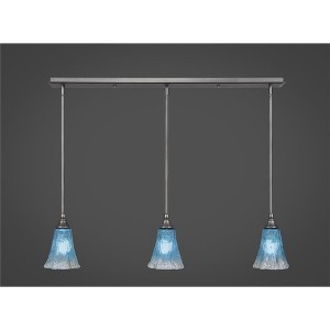 Toltec Lighting Any 3 - Light Chandelier in  Brushed Nickel with 5.5" Fluted Teal Crystal  Shade - 1 of 1