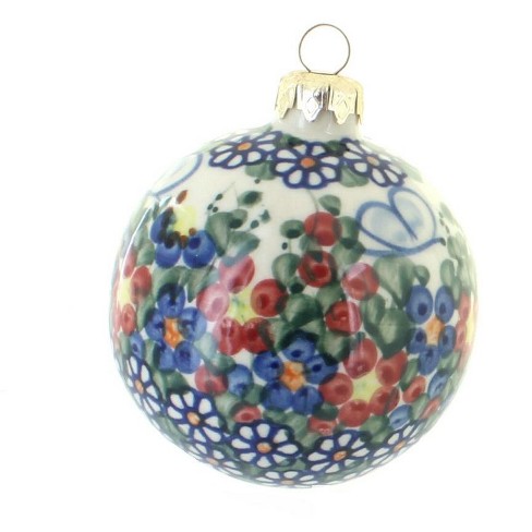 Blue Rose Polish Pottery Vena Large Christmas Ball : Target