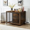 DOMETOUR Dog Crate for Small Medium Large Dogs, Flip-Up Top Opening Dog Crate Side Table With Rotatable Feeding Bowl, Wheels, Three Doors - 2 of 4