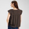 Women's Ruffle Cap Sleeve Blouse - Universal Thread™ Brown - 2 of 3