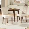 Coolbibila Modern Beige Linen Fabric Upholstered Parsons Dining Chairs,High Back Button Tufted Padded Dining Room Chair,Wooden Kitchen Chair - 2 of 4